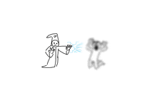 a drawing of a wizard with a blue light coming out of his mouth