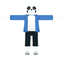 a 3d model of sans from undertale with his arms crossed