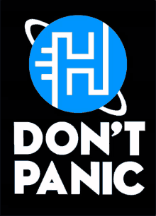 a sign that says " do n't panic " with a blue planet in the background