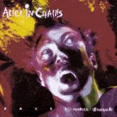 an album cover for alice in chains features a man with his mouth open