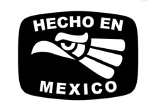 a black and white hecho en mexico logo with an eagle