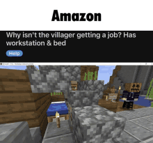 a screenshot of a minecraft game asking why isn t the villager getting a job has workstation and bed