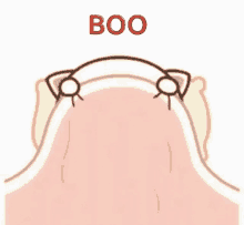 a cartoon drawing of a person 's face with the word boo written above it