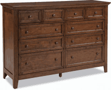 a wooden dresser with lots of drawers and a white background