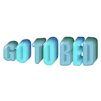 the word go to bed is displayed in blue letters on a white background