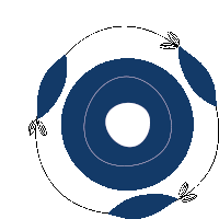 a blue and white circle with a circle in the center