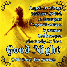 a picture of a woman with wings and a quote that says good night god bless you always