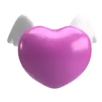 a pink heart with white wings on a white background