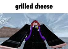 a picture of a girl with red hair and the words grilled cheese