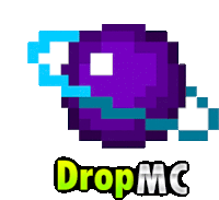 a pixel art of a purple and blue object with dropmc written below it