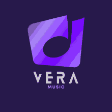 a logo for vera music with a purple note in the middle