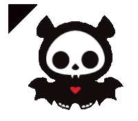 a black and white skull with a bat and a heart on its chest .