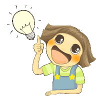 a cartoon of a girl holding up a light bulb