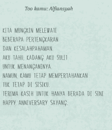 a piece of paper that says too kamu alfiansyah