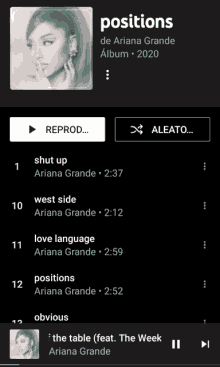 ariana grande 's positions album is being played on a phone