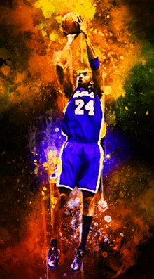 a painting of a basketball player with the number 24