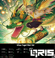 an advertisement for situs togel hari ini shows a dragon