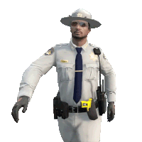 a man in a sheriff 's uniform has a name tag on his chest that says ramos