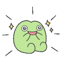 a cartoon of a green frog with big eyes and a smile