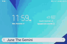 a phone screen that says june the gemini at the bottom