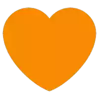 an orange heart on a white background with a shadow