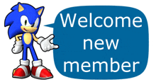 a welcome new member sign with a cartoon character