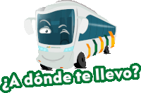 a cartoon drawing of a bus with the words adonde te lleva on the bottom