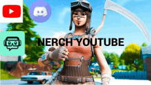 a nerch youtube ad with a video game character holding a scythe