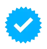 a blue star with a white check mark on it