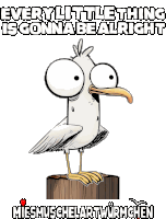 a cartoon of a seagull with the words every little thing is gonna be alright on the bottom