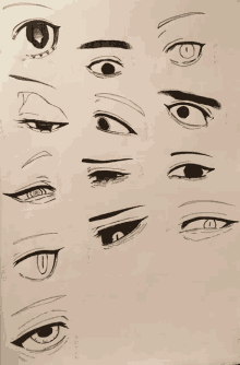 a black and white drawing of a person 's eyes with chinese writing