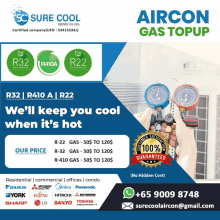 an advertisement for aircon gas topup which is a certified company