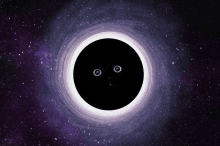 a black hole in space with a cat 's eyes looking out of it