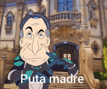 a cartoon of a man with the word puta madre written on the bottom