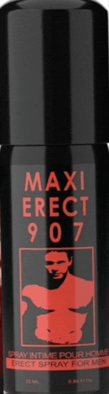 a bottle of maxi erection 907 spray