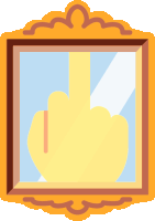 an illustration of a picture frame with a middle finger