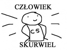 a black and white drawing of a man with the word czlowiek on it