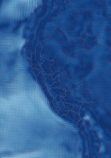 a map of peru is shown in a blue background