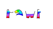 a colorful drawing of the word raw