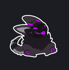 a sticker of a black and purple animal with the number 3 on its head