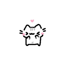 a drawing of a cat with a heart in its mouth .