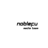 a black and white logo for noblefu media team