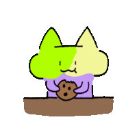 a cartoon of a cat eating a cookie with a smiley face