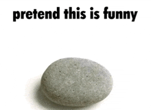 a rock with the words pretend this is funny on it