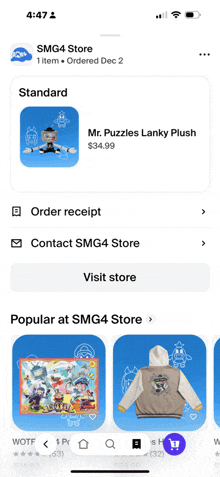 a screenshot of the smg4 store app