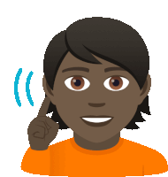 a cartoon drawing of a person with their finger on their ear