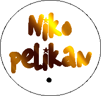 a logo for niko pelikan with a black dot in the middle