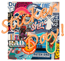 a collage of stickers with the words sticker shine day in orange