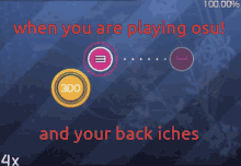 a screen that says when you are playing osu and your back ichies