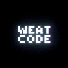 a black background with the words weat code written in white